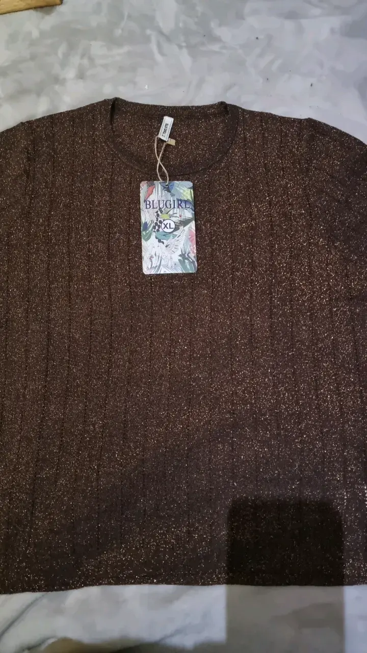 Polera de mujer marrón con brillo Blugirl - 2