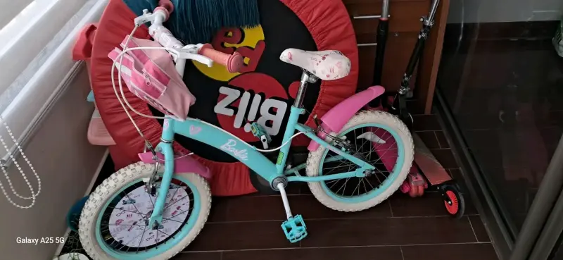 Bicicleta infantil oxford Barbie rosa y celeste - 3