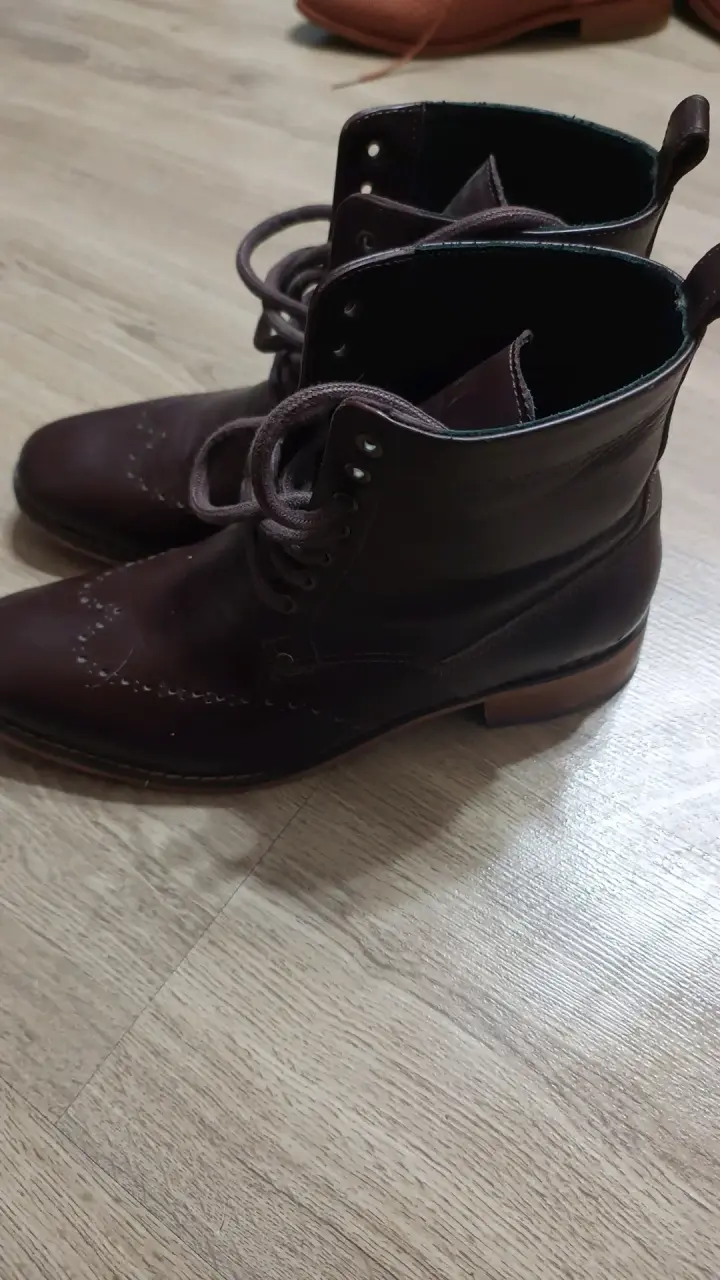 Botines de cuero marrón para mujer - 2