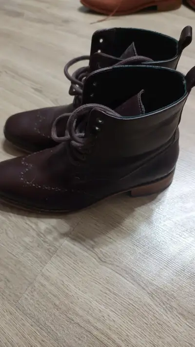 Botines de cuero marrón para mujer - miniatura 2