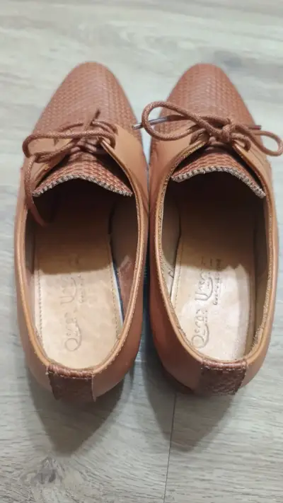 Zapatos de cuero trenzado color marrón - miniatura 2