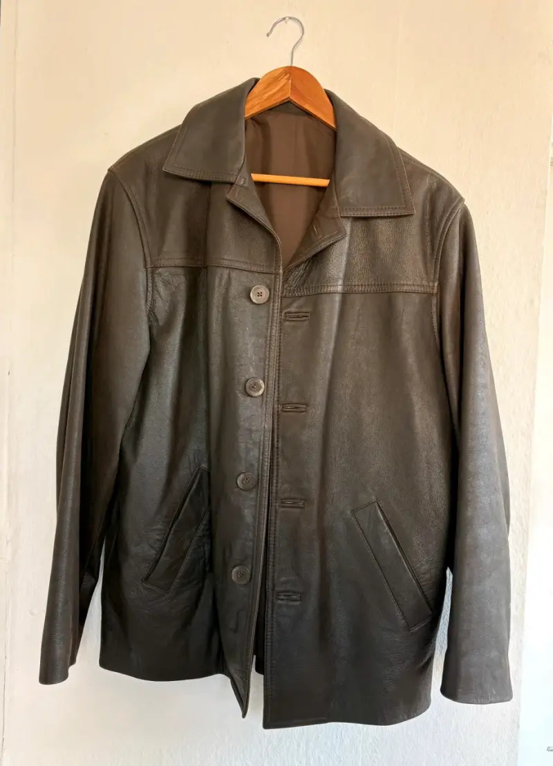 Chaqueta de cuero café hombre Poppy's - 1