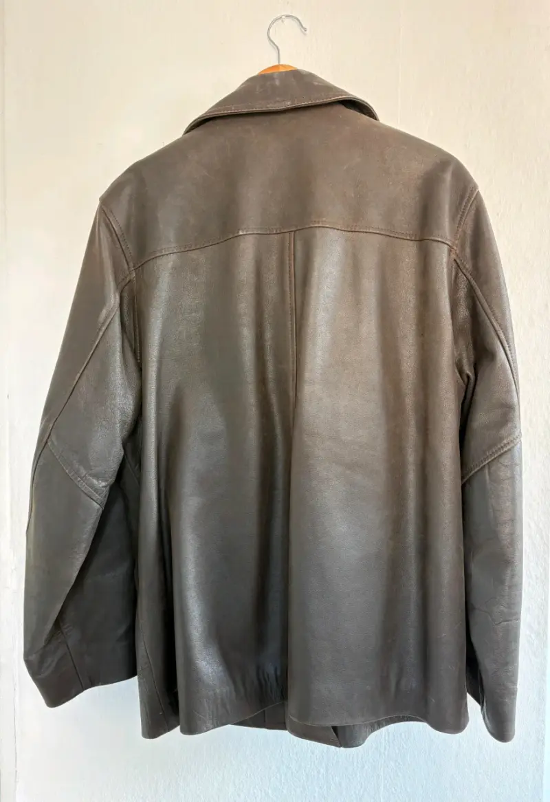 Chaqueta de cuero café hombre Poppy's - 2