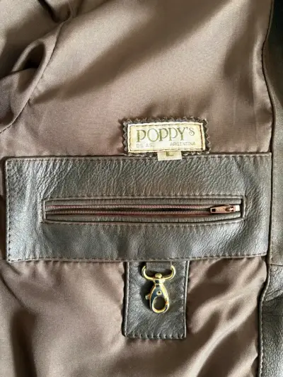 Chaqueta de cuero café hombre Poppy's - miniatura 3