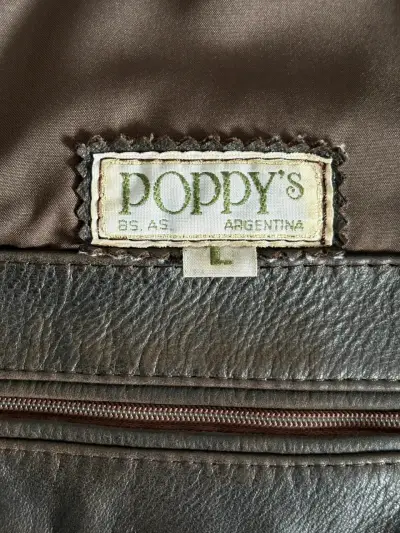 Chaqueta de cuero café hombre Poppy's - miniatura 6