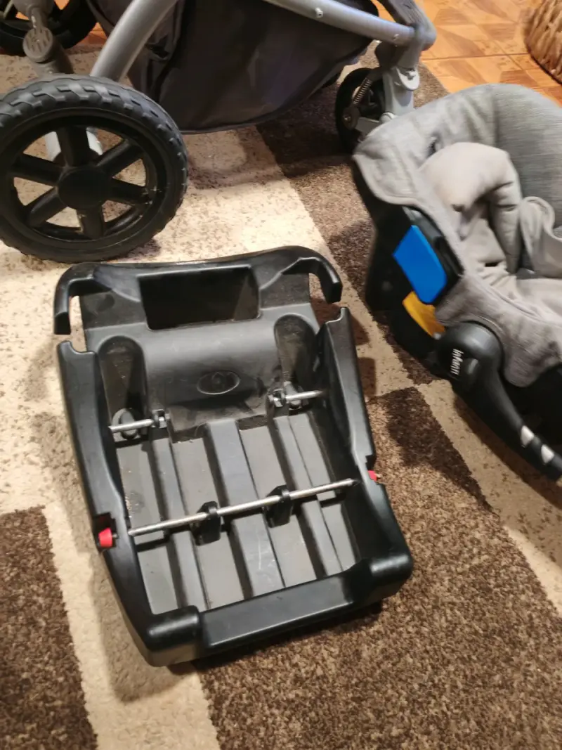 Coche de bebé 3 en 1 gris con silla de auto - 6