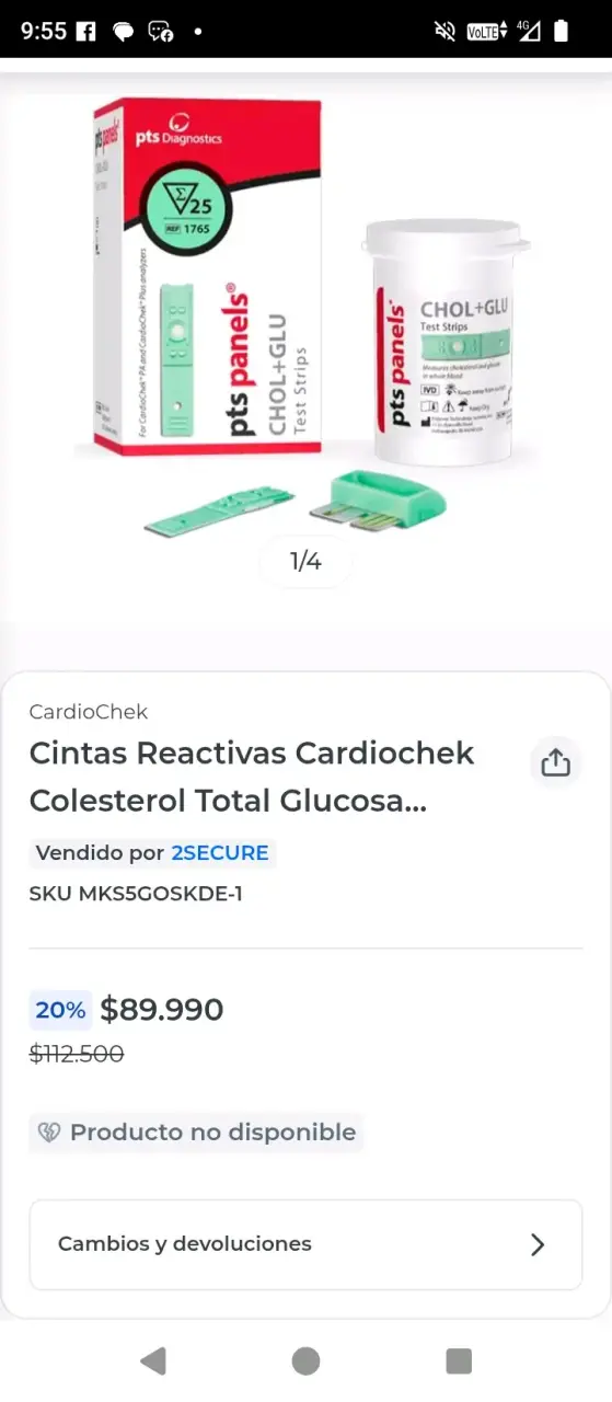 Tiras Reactivas CHOL+GLU PTS Panels para CardioChek - 2