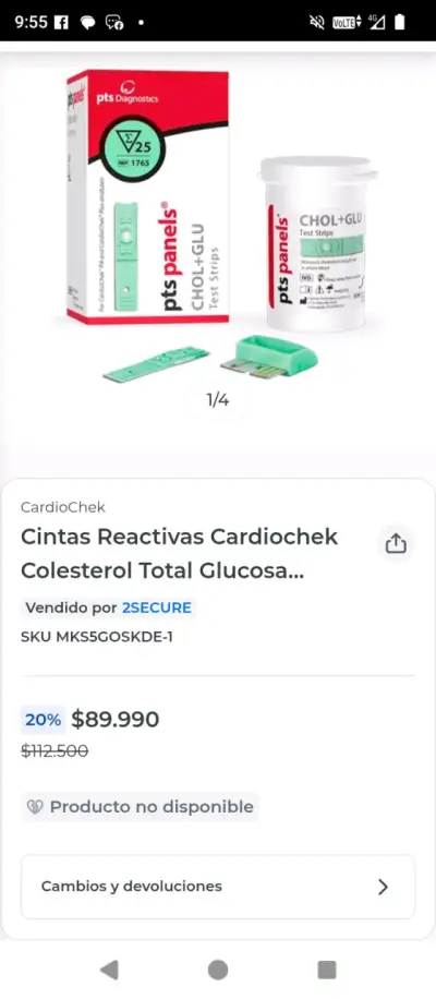 Tiras Reactivas CHOL+GLU PTS Panels para CardioChek - miniatura 2