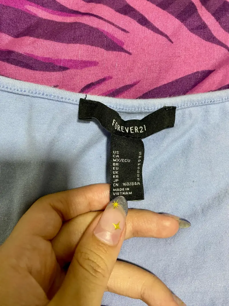 Blusa azul con volantes Forever 21, Talla S - 3