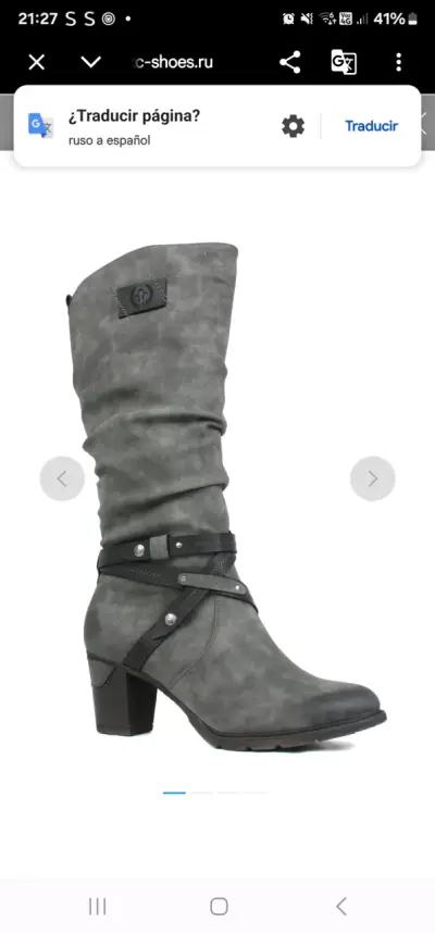 Botas altas de cuero gris con tacón Rieker N°40 - miniatura 2