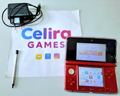 Nintendo 3DS Roja 64gb carcasa lápiz cargador - miniatura 2
