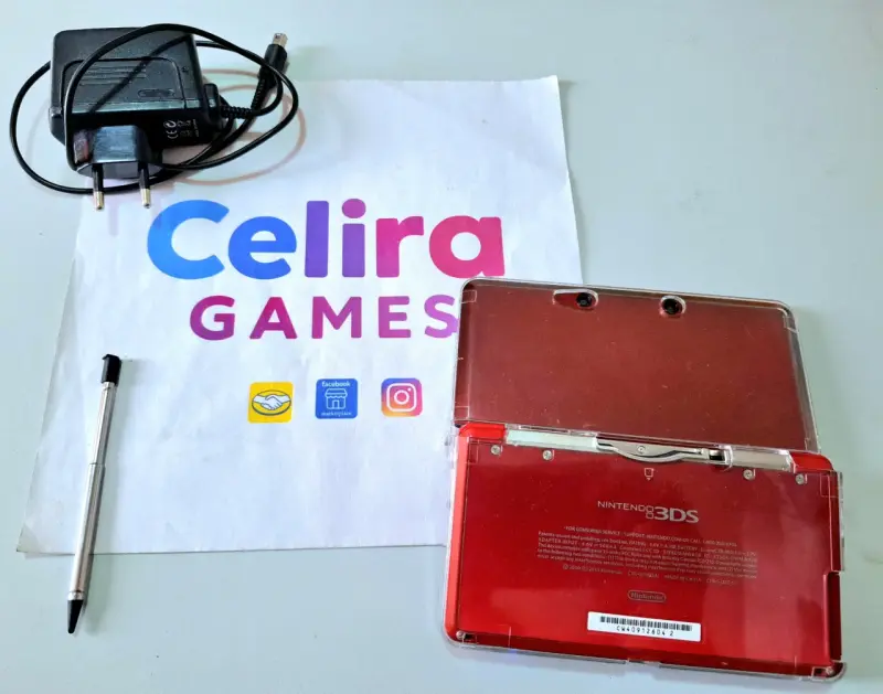 Nintendo 3DS Roja 64gb carcasa lápiz cargador - 3