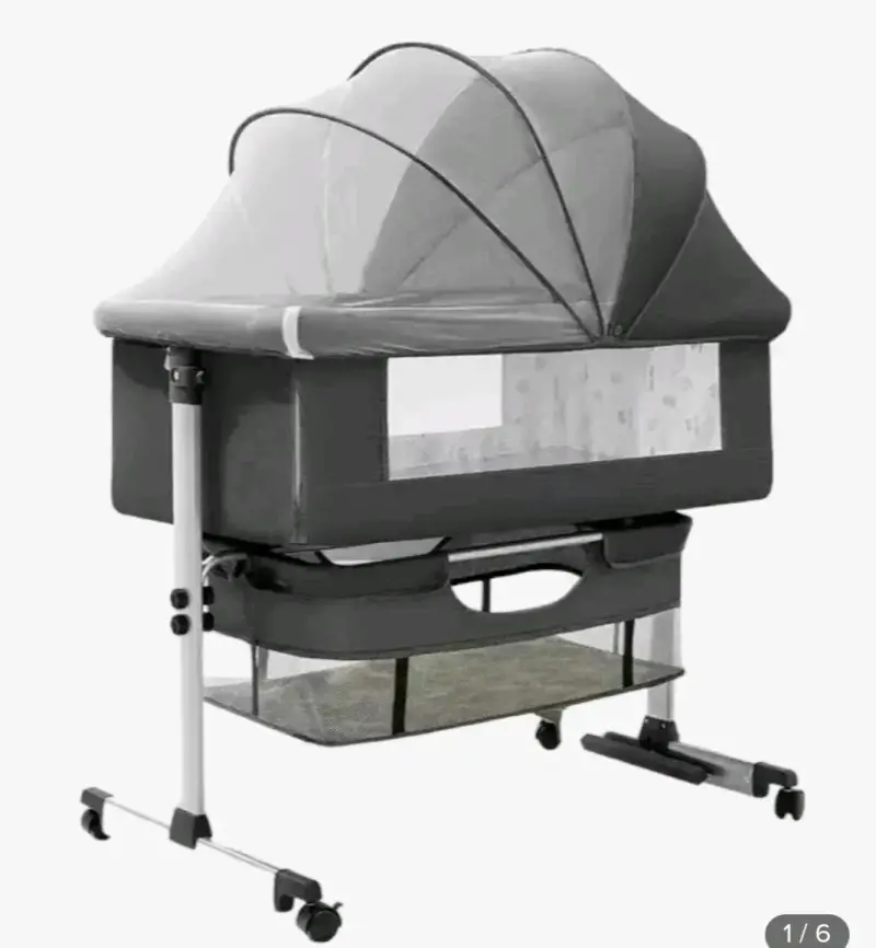 Cuna colecho gris con toldo ajustable