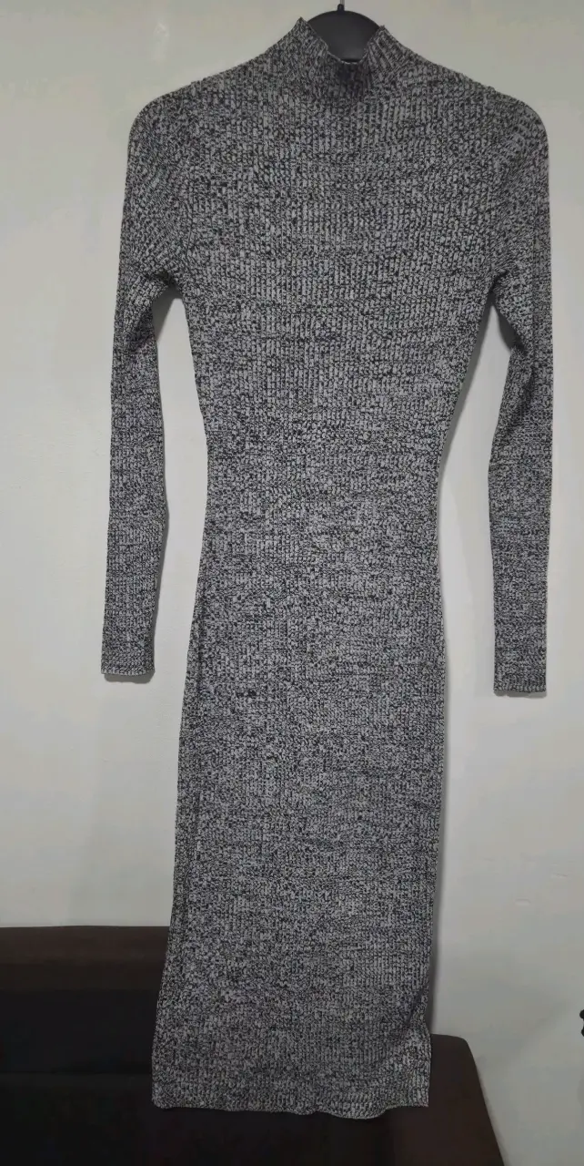 Vestido de punto gris H&M manga larga - 1