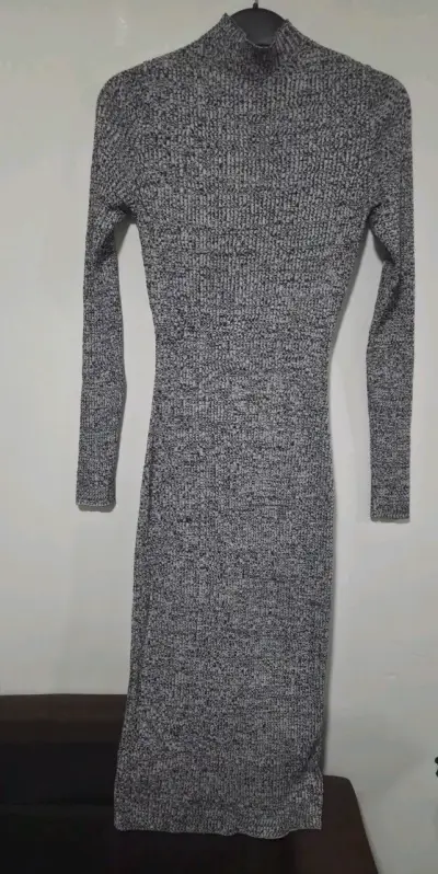 Vestido de punto gris H&M manga larga - miniatura 1