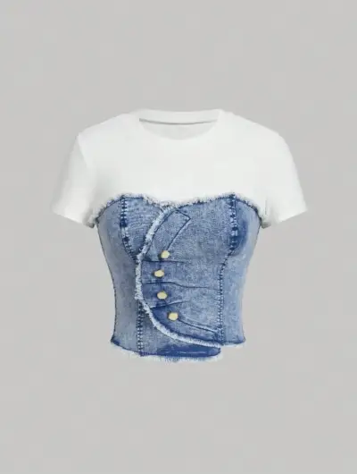 Polera de mezclilla con diseño único - miniatura 1