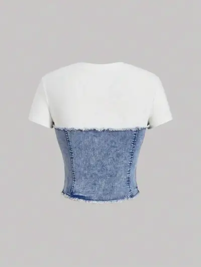 Polera de mezclilla con diseño único - miniatura 4