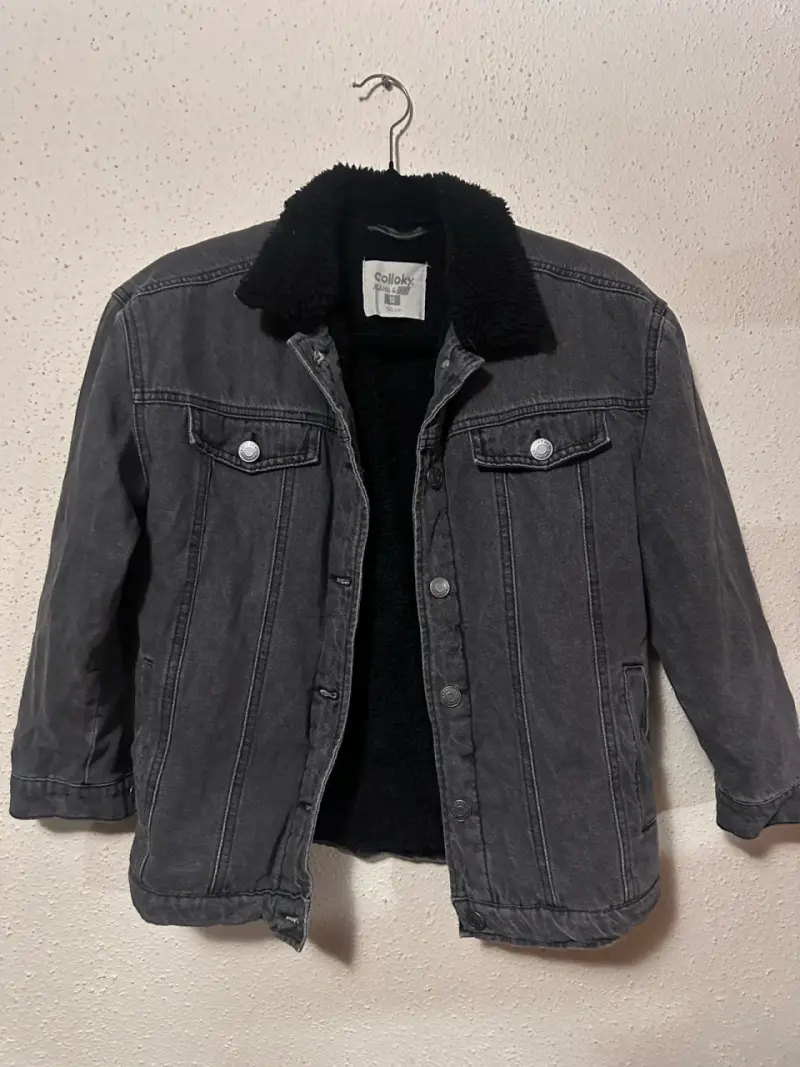 Chaqueta de mezclilla negra con forro de lana Colloky