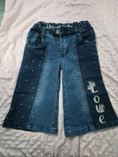 Pantalones de mezclilla para niños con diseño de bloques - miniatura 2