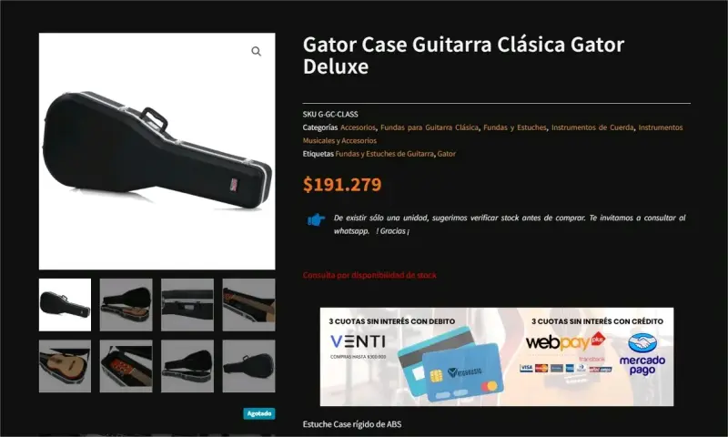Estuche rígido para guitarra, marca Gator - 6