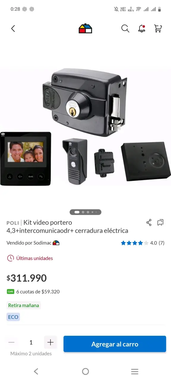 Kit de Video Portero con Cerradura Eléctrica POLI
