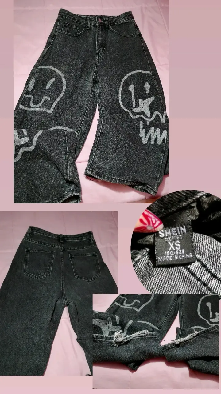 Jeans negros con diseño gráfico Shein XS