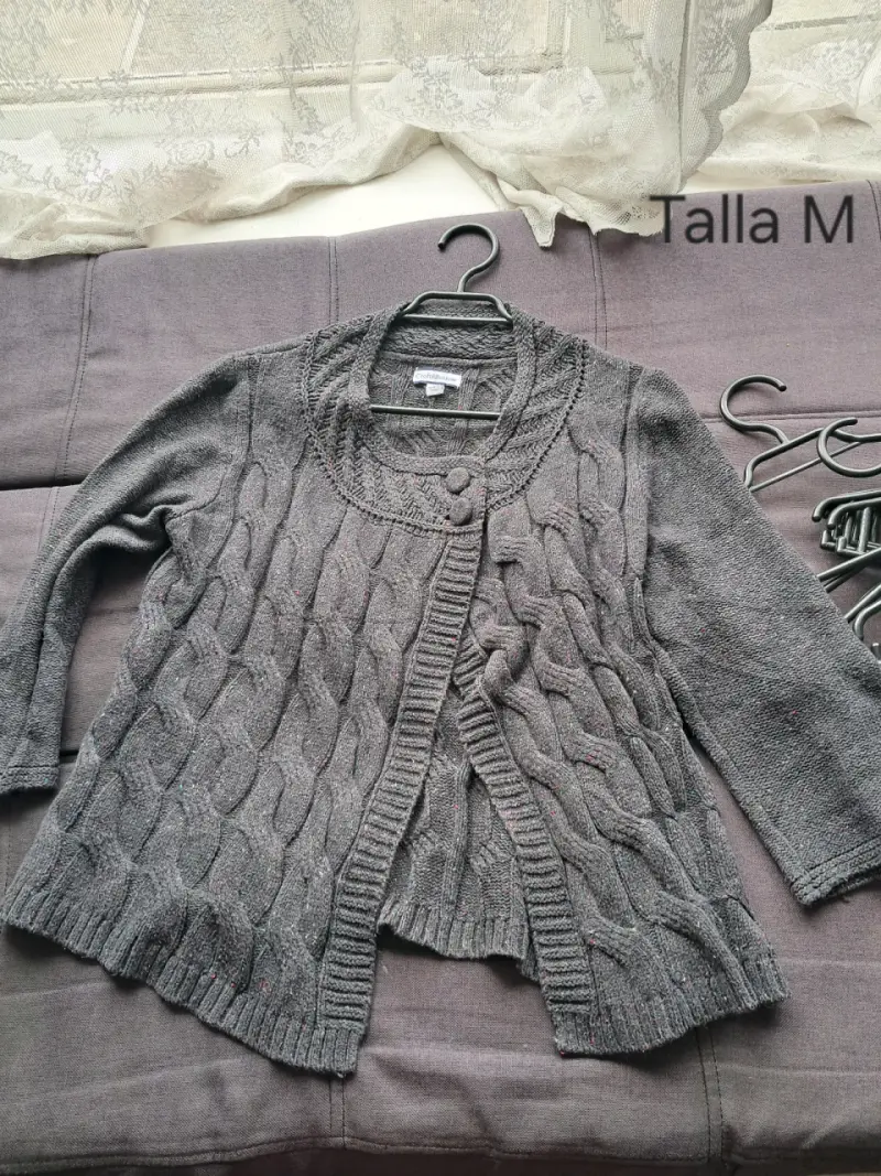 Cardigan gris de lana talla M