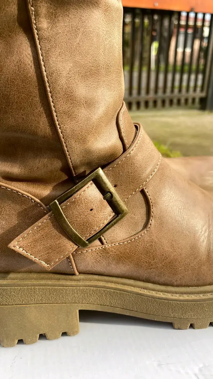 Botas largas de cuero sintético marrón - 2