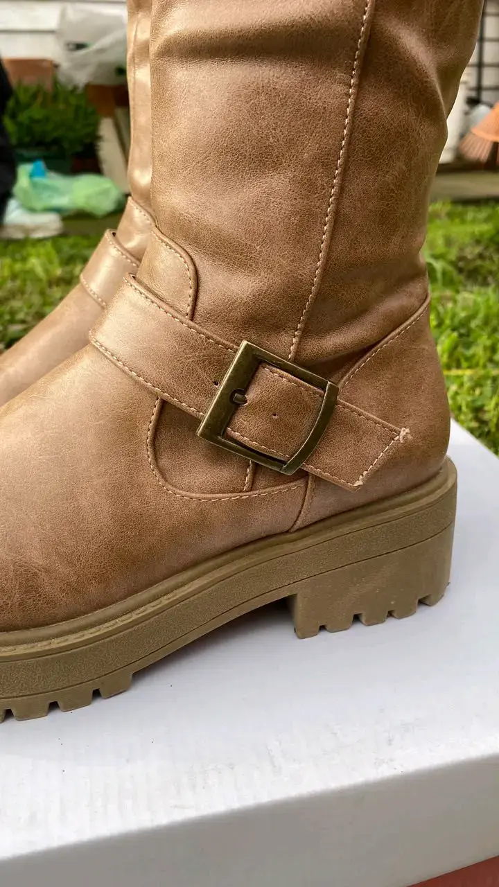 Botas largas de cuero sintético marrón - 5