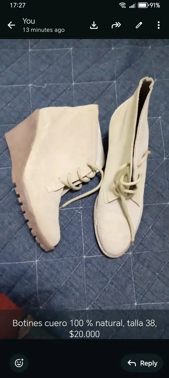 Botines de cuero natural talla 38