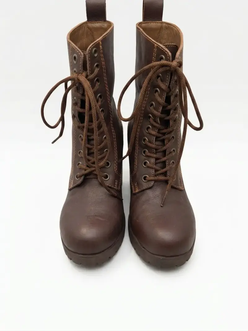 Botas de cuero marrón con cordones