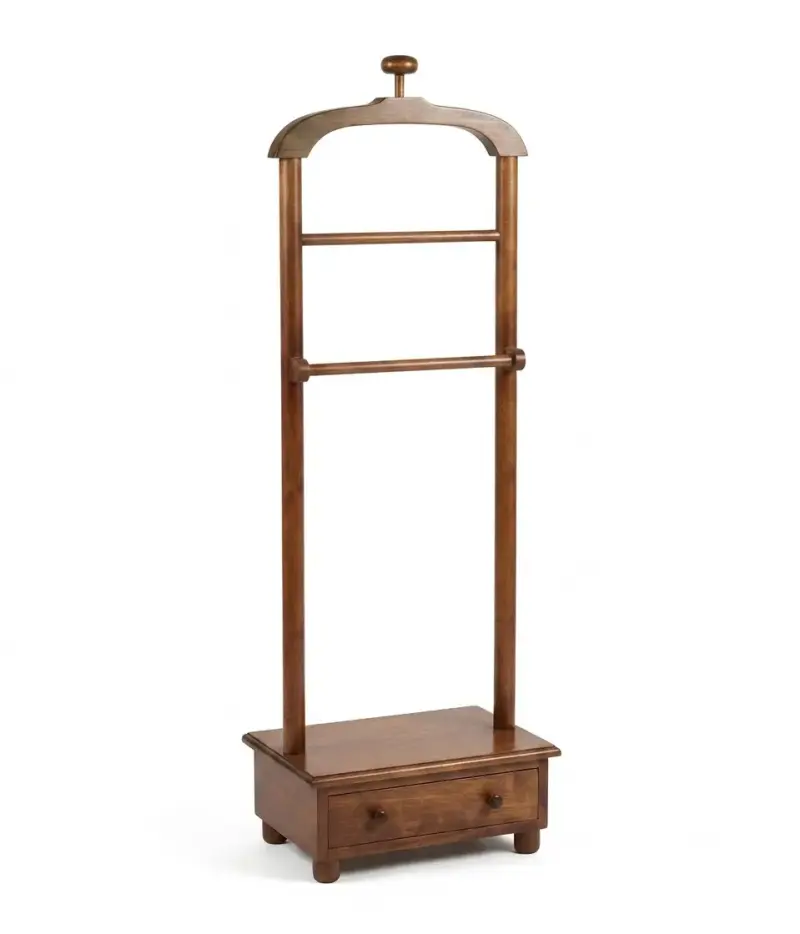 Perchero valet de madera con cajón