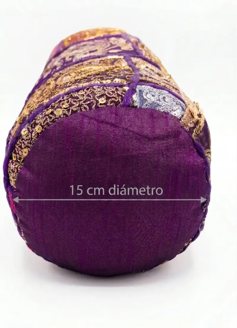 Bolster de Yoga Morado con Bordado Decorativo - 2