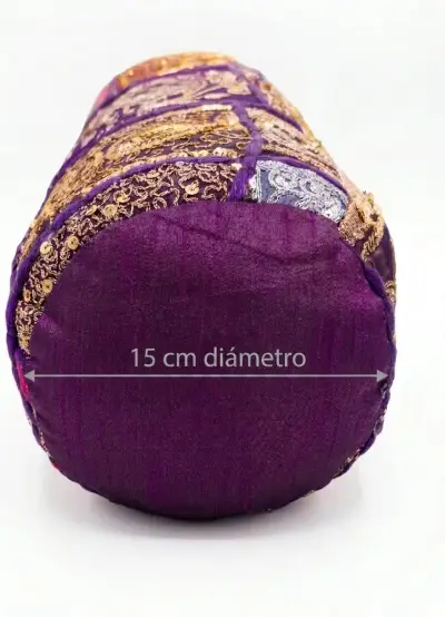 Bolster de Yoga Morado con Bordado Decorativo - miniatura 2