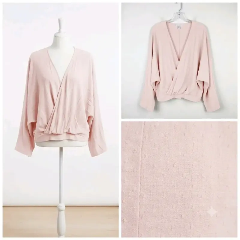 Blusa cruzada rosa claro para mujer