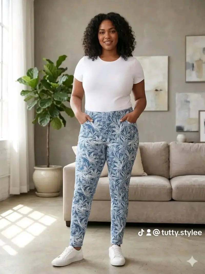 Pantalones estampados florales para mujer - 1
