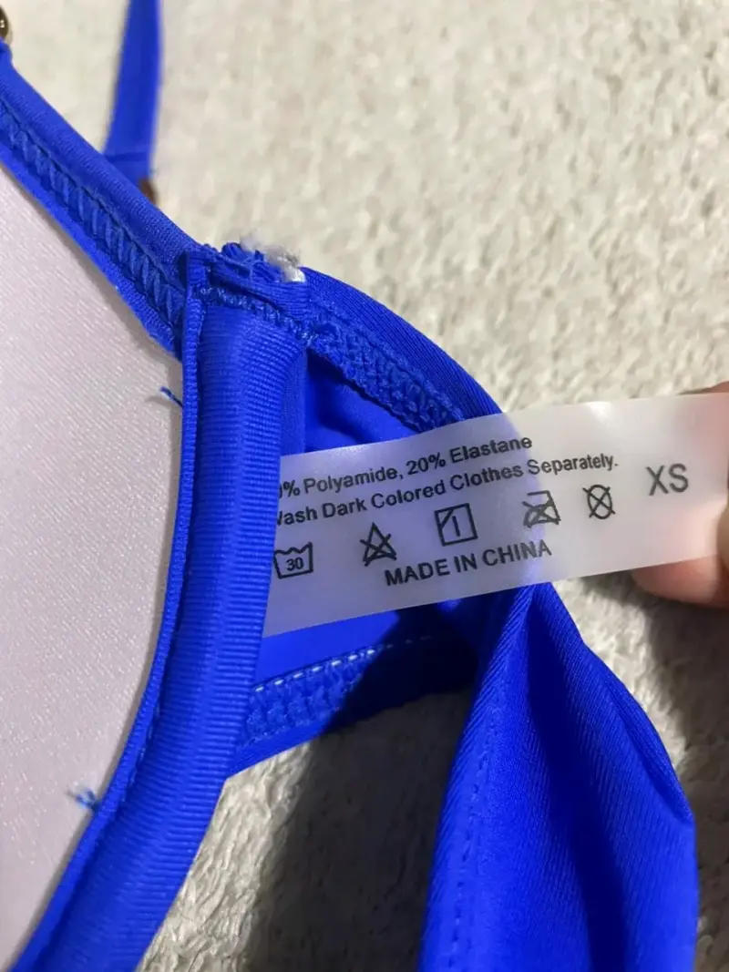 Bikini azul con detalles dorados talla XS - 4