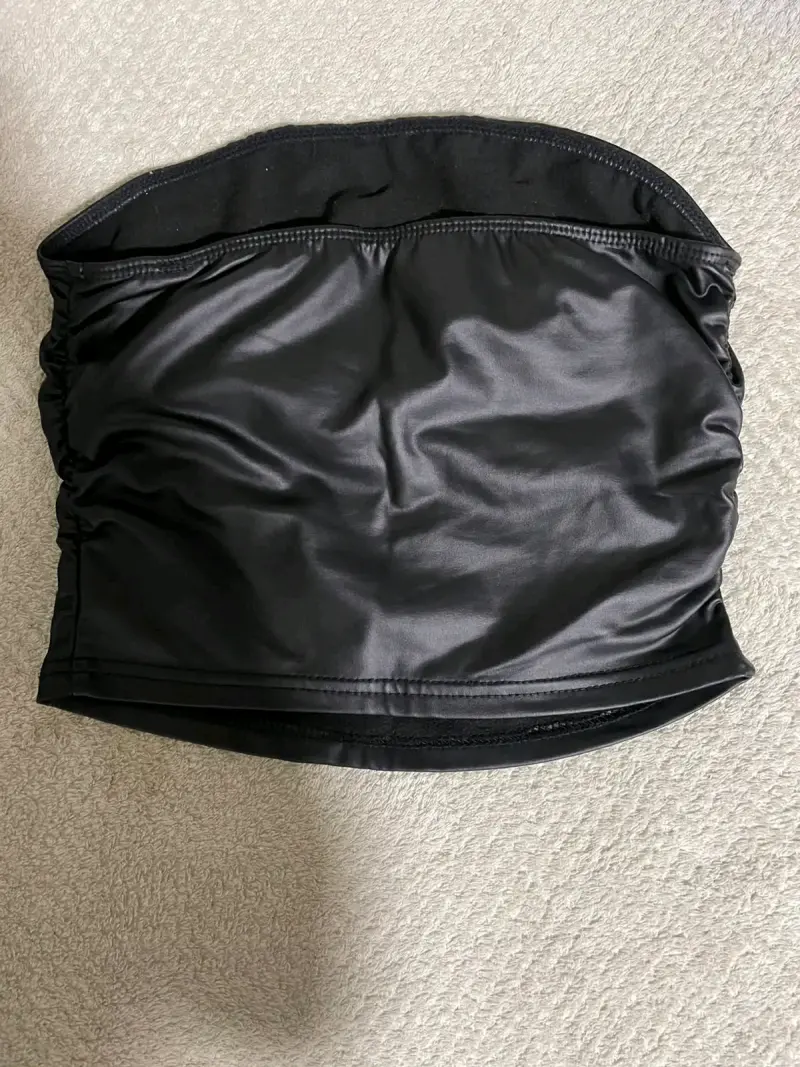 Top negro sin tirantes de cuero sintético Shein - 2
