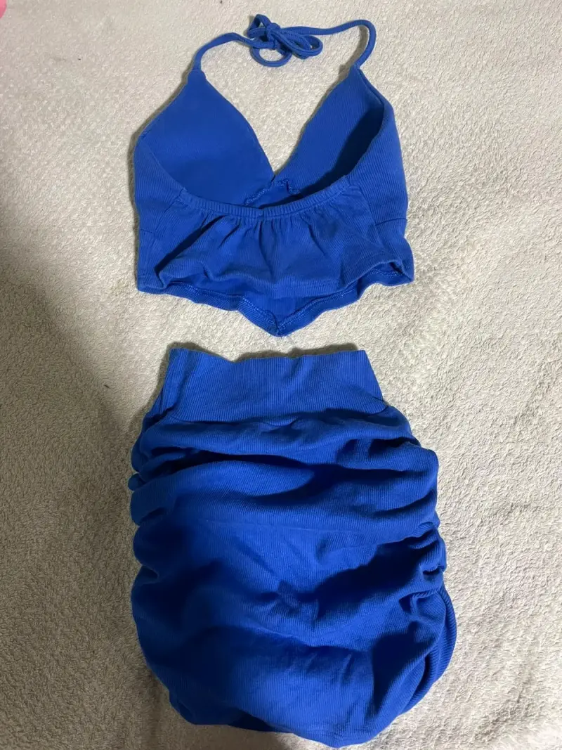 Conjunto de top y falda azul para mujer - 2