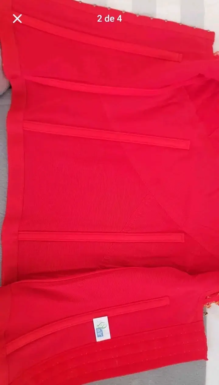 Corset reductor rojo con encaje floral - 2