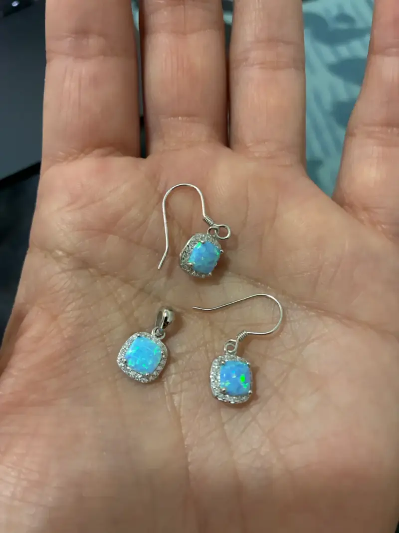Set de joyería con opalina azul y plata - 1