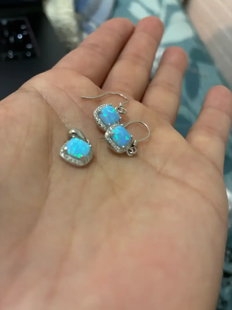 Set de joyería con opalina azul y plata - 3