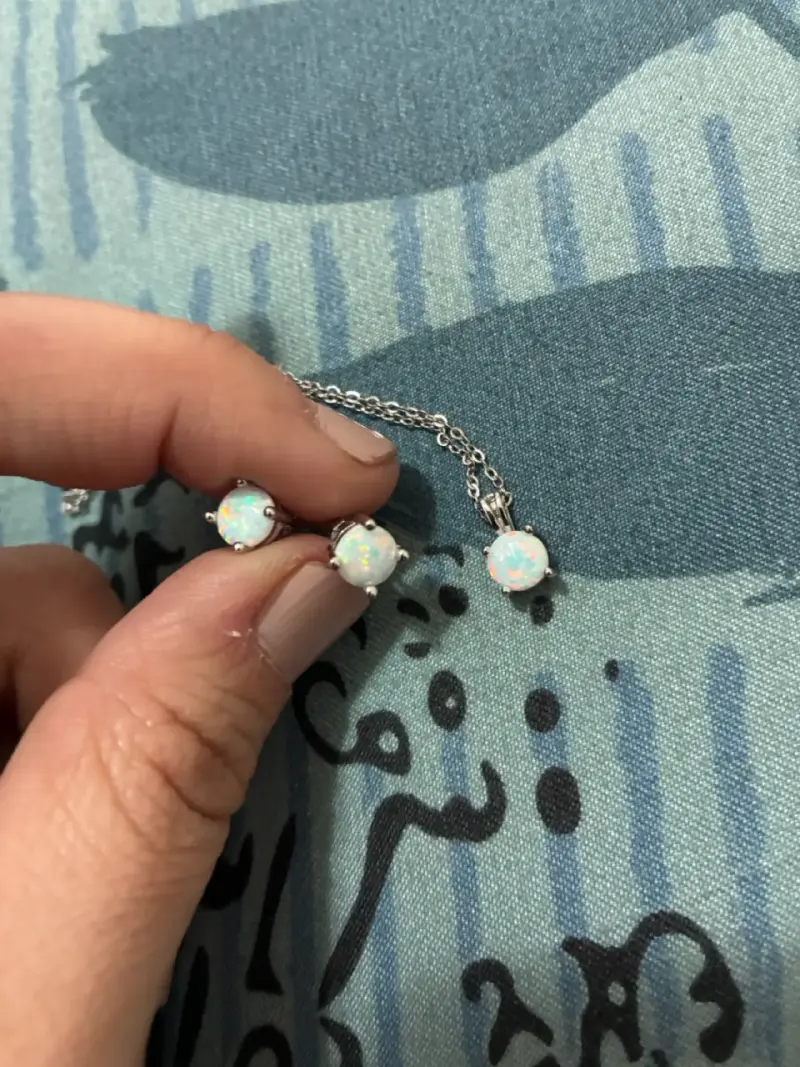 Set de joyería de plata con opalina - 1