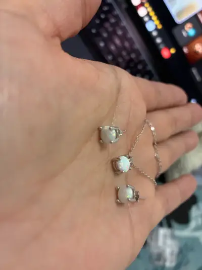 Set de joyería de plata con opalina - miniatura 2