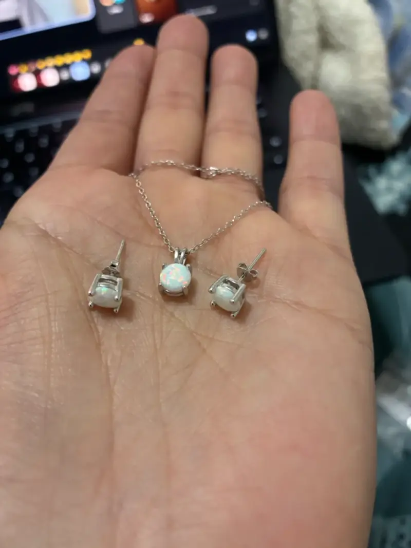 Set de joyería de plata con opalina - 3
