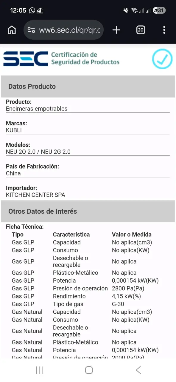 Encimera empotrable a gas Kubli NEU 2G 2.0 - 4