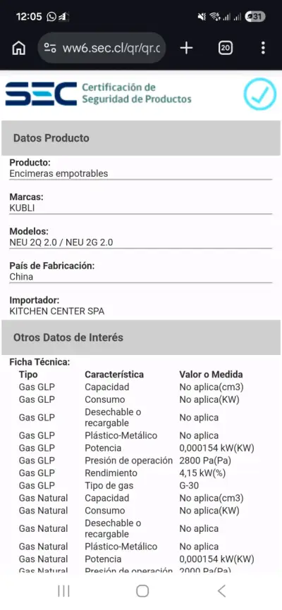 Encimera empotrable a gas Kubli NEU 2G 2.0 - miniatura 4
