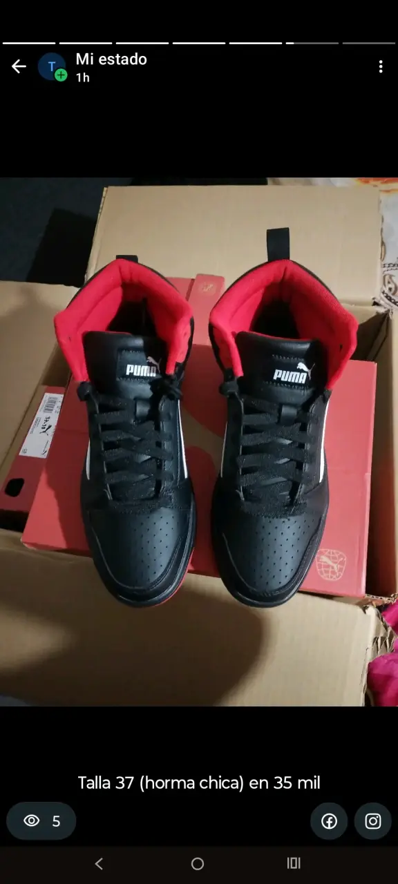 Zapatillas Puma negras y rojas talla 37 - 4