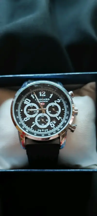 Reloj cronómetro Chopard con correa negra - miniatura 1