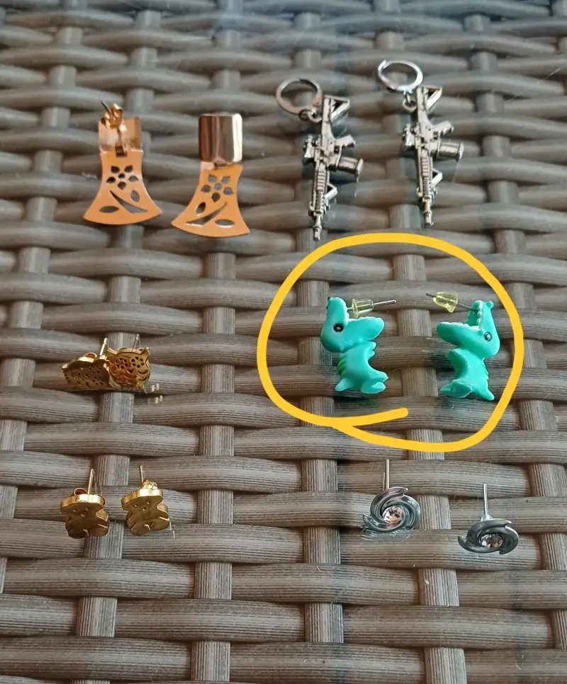 Aros de dinosaurio verde para mujer - 2
